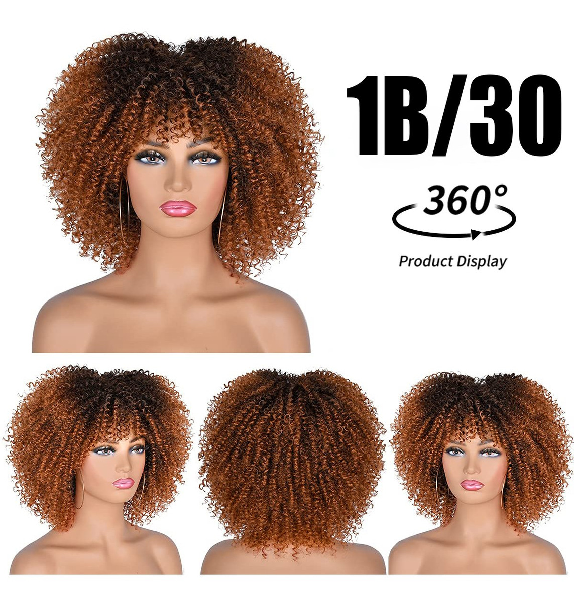 Afro Cabelo Sintético Mulheres Perucas Curtas Encaracoladas - Imagem 7