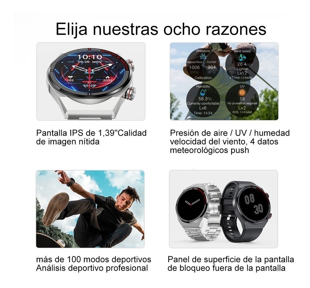 Novo Smartwatch Bluetooth Call, Moderno, Masculino, - Imagem 3
