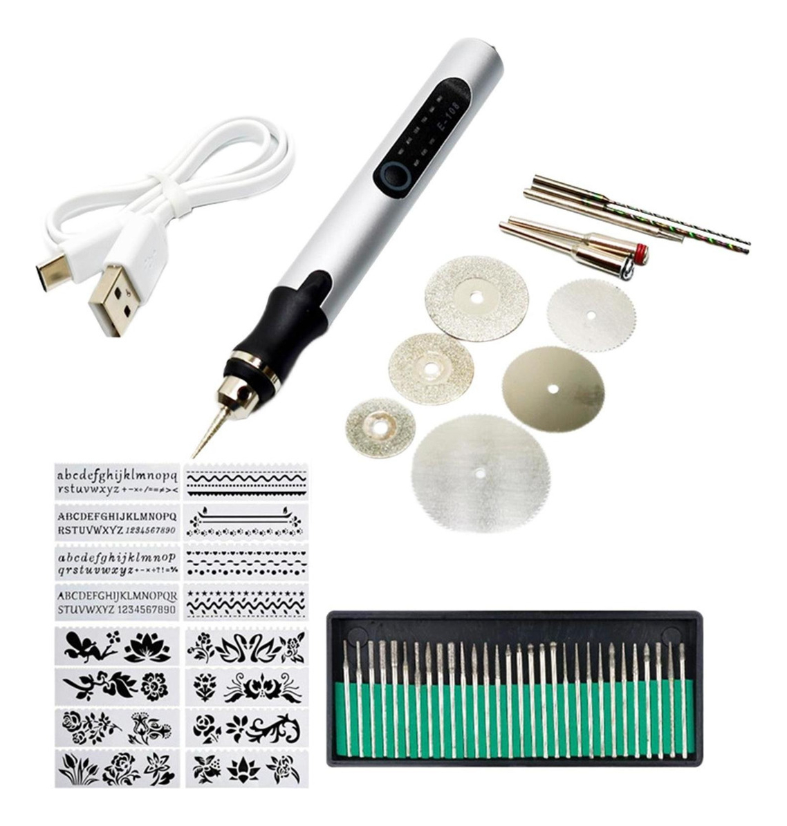 Kit De Ferramentas De Gravação Mini-caneta Gravadora Prata - Imagem 3