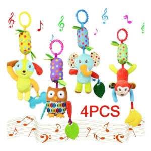 Lazhu 4pcs Pendurado Bebê Chocalhos Berço Brinquedo Assento