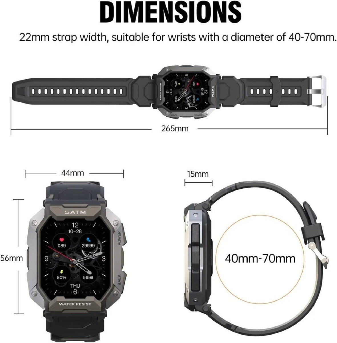 Relógios Inteligentes Para Homens 5atm Waterproof Fitness Tr - Imagem 6