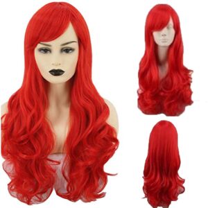 Pequena Sereia Ariel Peruca Ondulado Cosplay Vermelho Encara