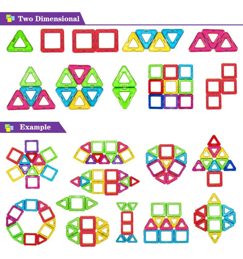 Blocos Magnéticos 100 Peças Brinquedo Educativo Infantil - Imagem 7