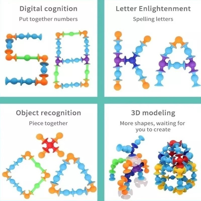 58pcs/set Brinquedos Educativos De Construção De Ventosas Pa - Imagem 3