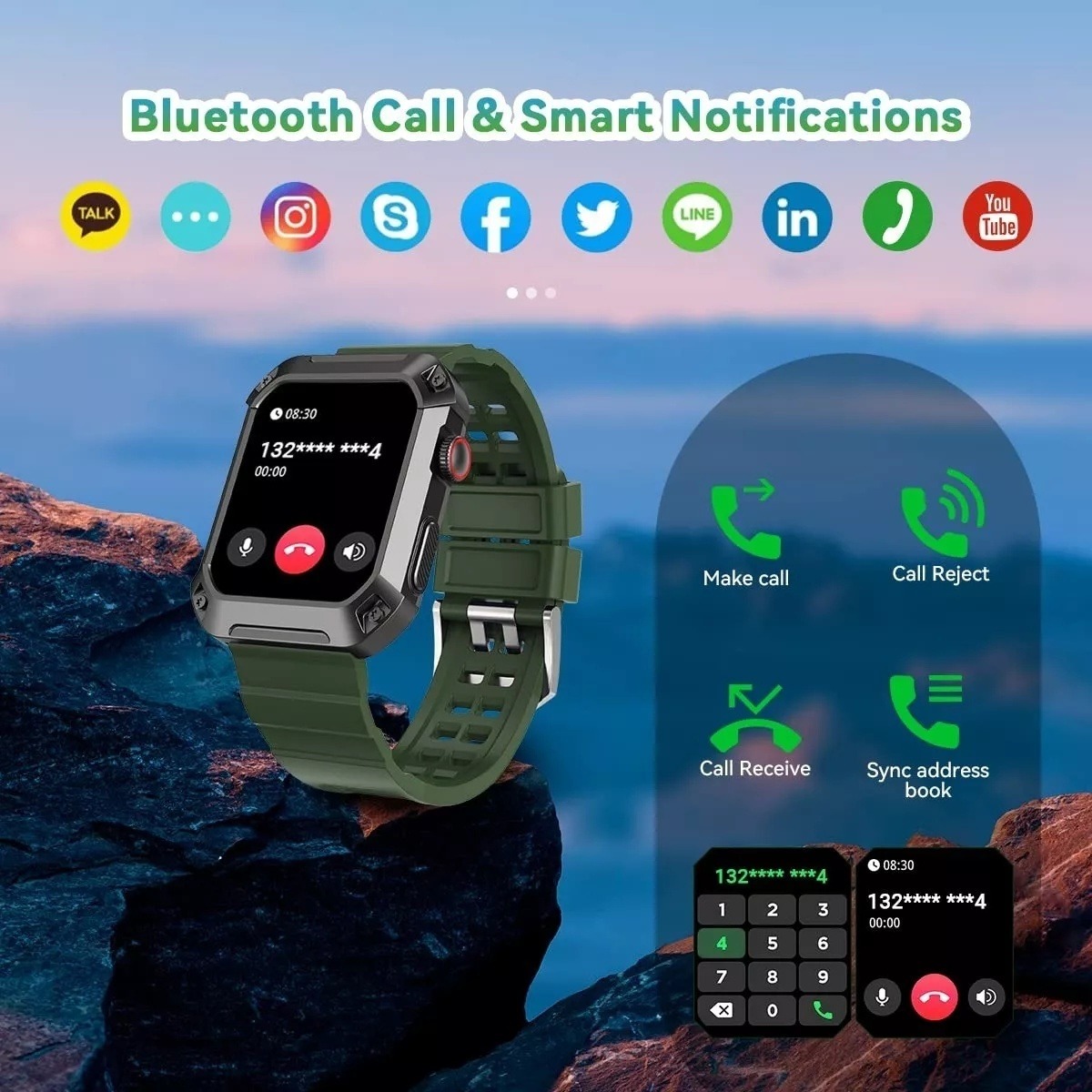 Smartwatch Militar Masculino (atender/ligar) - Imagem 2