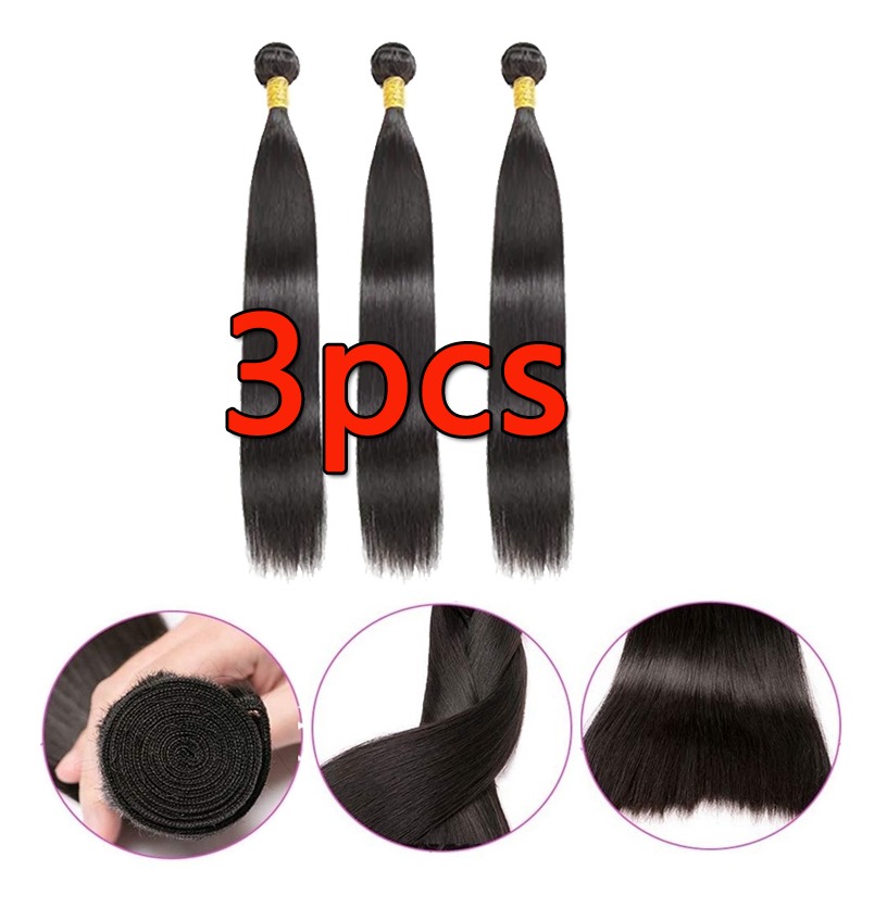 Aplique Cabelo Liso Com Humano Natural Brasileiro 50cm 3pcs