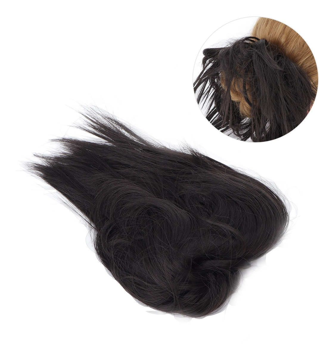 Peruca Elegante Com Coque Bagunçado, Peruca Sintética Com Ra - Imagem 9