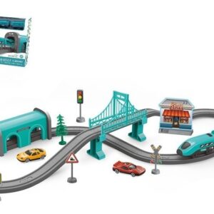 Pista De Carrinhos Elétricos De Brinquedo Infantil Ciano