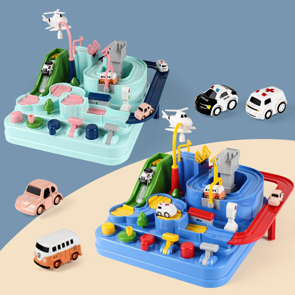 Jogo De Pistas De Corrida De Brinquedos De 2 Carros Azuis - Imagem 6