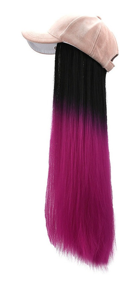 Chapéu Peruca Uma Peruca Feminino Longo Cabelo Liso Peruca S