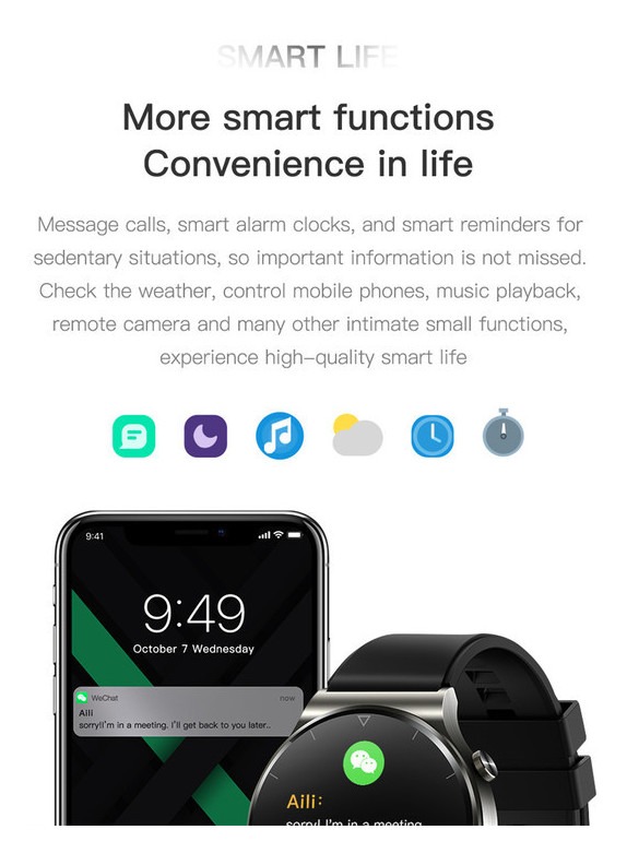 Para Huawei Xiaomi Novo Nfc Bluetooth Impermeável Relógio In - Imagem 9