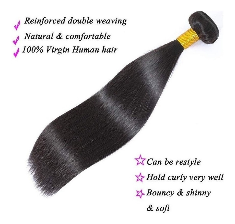 Aplique Cabelo Liso Com Natural Humano Brasileiro 3pcs 50cm - Imagem 3