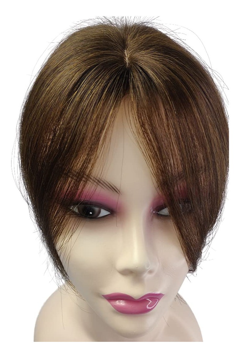 Aplique Cabelo Humano Topper Frontal Cast Escuro Franja Wig