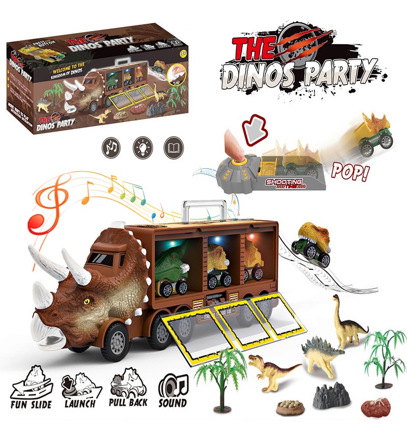 Caminhão De Brinquedo Do Dinossauro Dos Miúdos Com Luzes E S - Imagem 10