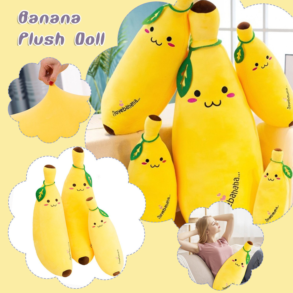 Almofada De Dormir G Cute Down De Algodão Banana Soft Fruit - Imagem 7