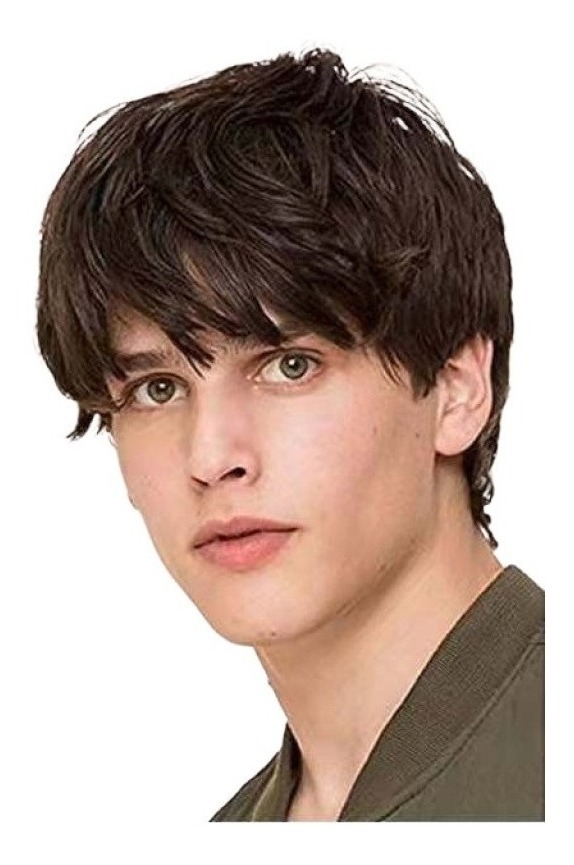 Peruca Masculina Cabelo Curto Liso Castanho/preto 15 Cm - Imagem 3