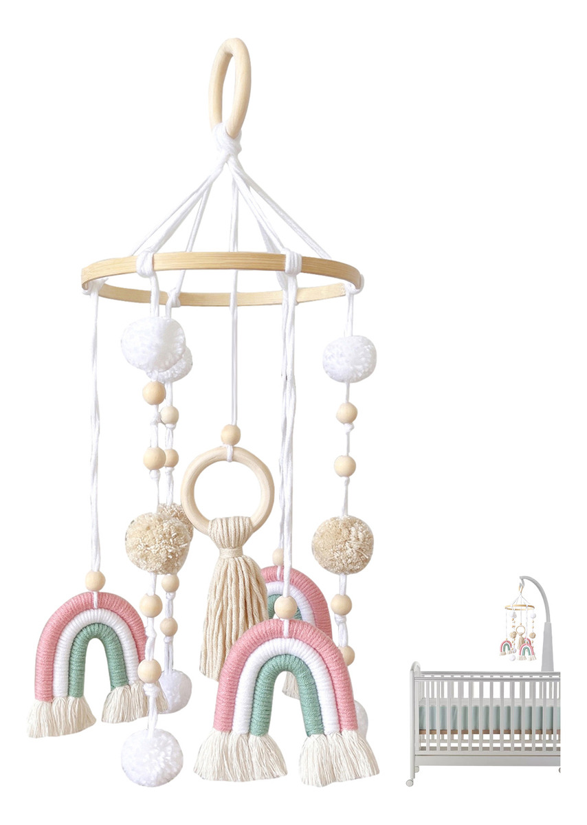 Cama De Bebê Móvel De Madeira Rainbow Mobile Baby Wind Chime - Imagem 12