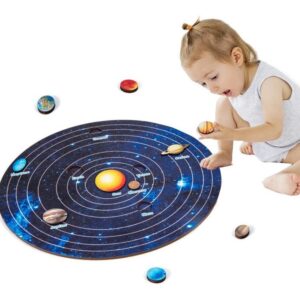 Brinquedos Montessori Kids Wooden Universe Planet Puzzle