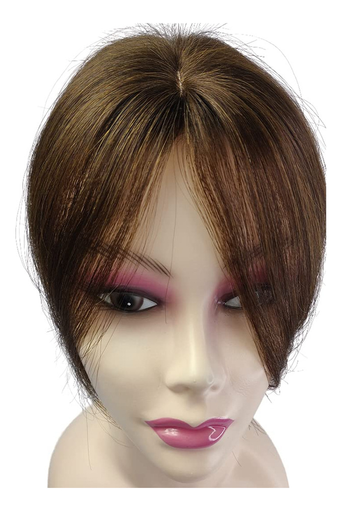 Aplique Cabelo Humano Topper Frontal Cast Escuro Franja Wig