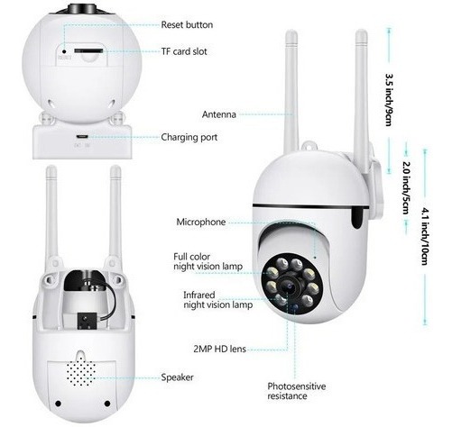 Câmera Externa 5g Hd 1080p Wifi Ip Ptz Infrared 360º. - Imagem 8