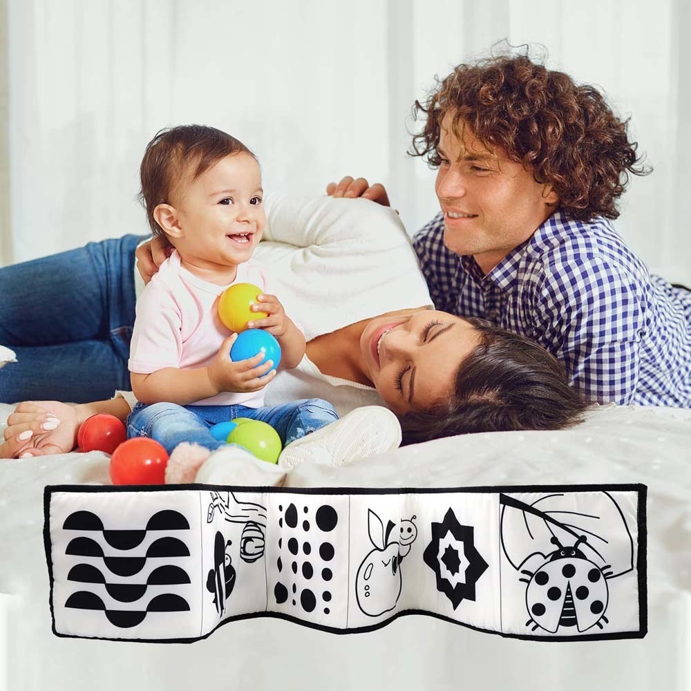 Livro Montessori Toy Black White Soft Cloth Para Bebê Recém- - Imagem 5