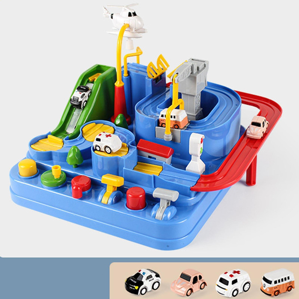 Jogo De Pistas De Corrida De Brinquedos De 2 Carros Azuis - Imagem 2