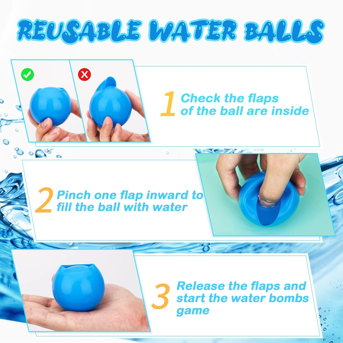 Bolas De Respingo De Bomba De Água Reutilizável Para Piscina - Imagem 3