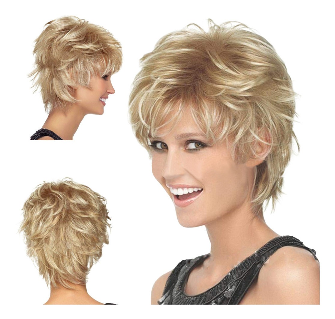 Peruca Cheia Franja Peruca Curta Peruca Curta Curly Estilo C - Imagem 2