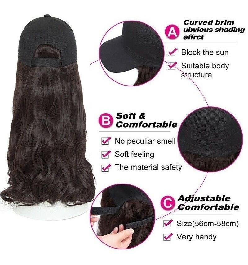 Perucas Chapéu De Beisebol Com Extensões De Cabelo Cap Per - Imagem 4
