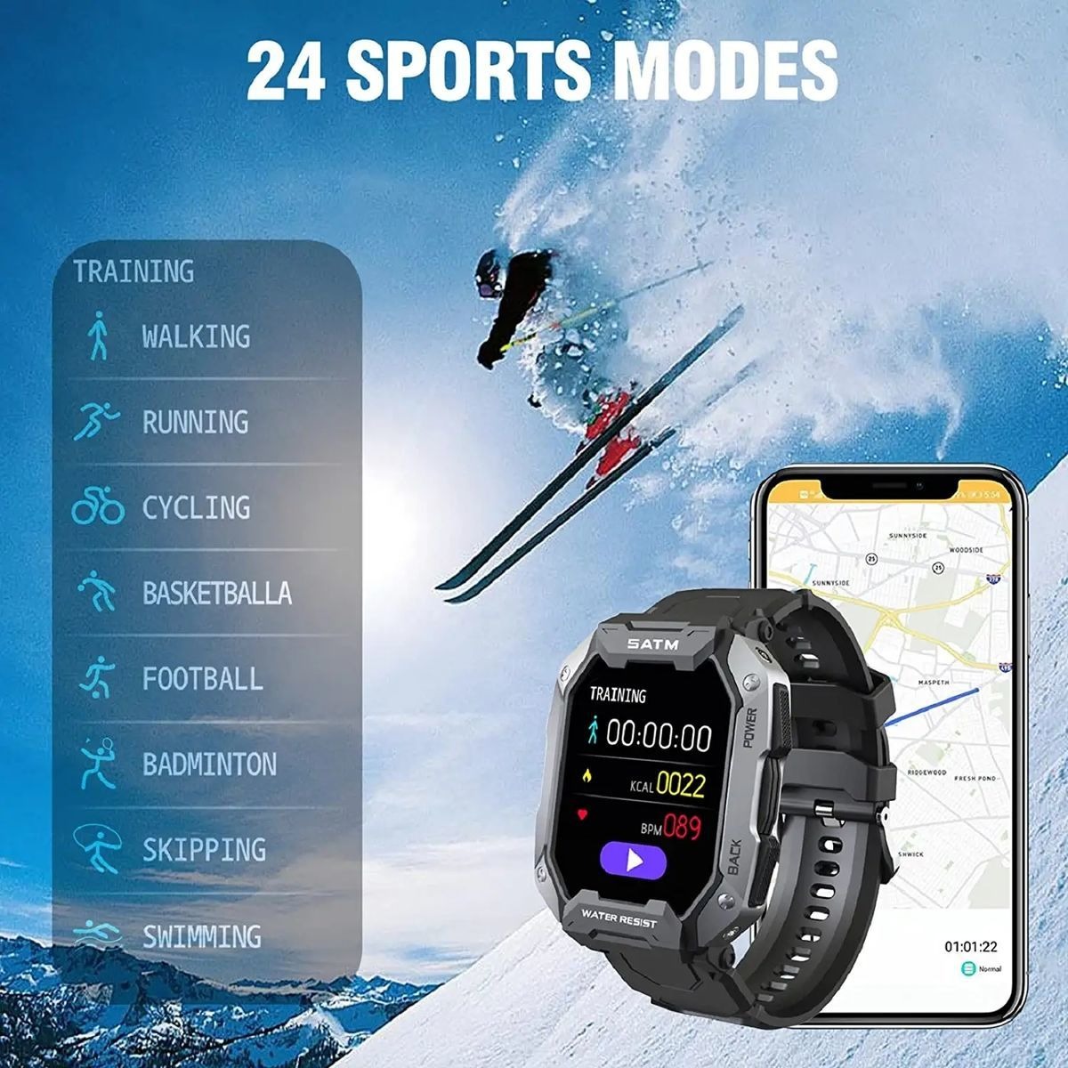 Relógios Inteligentes Para Homens 5atm Waterproof Fitness Tr - Imagem 2