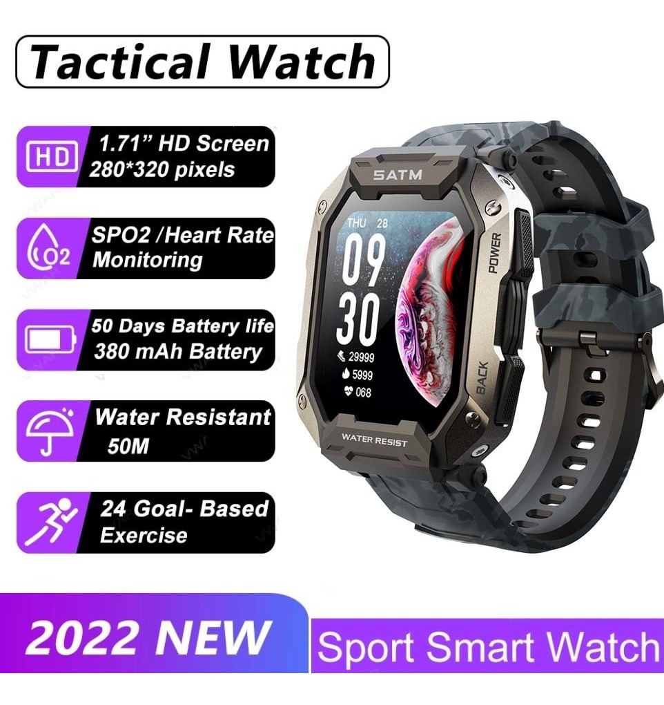 Smartwatch C20, Frequência Cardíaca Original, 3atm,