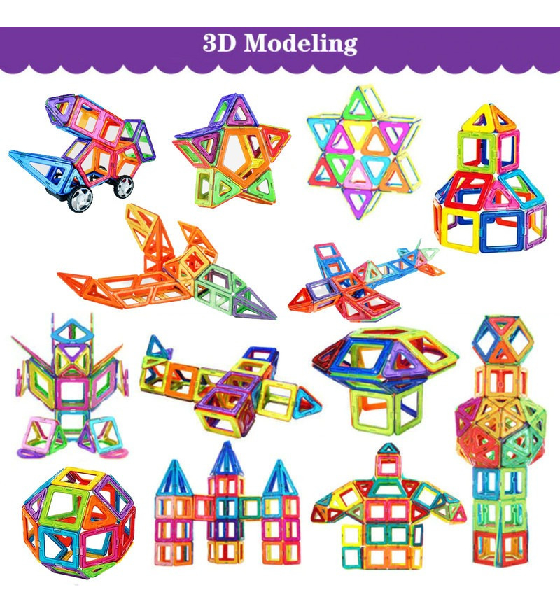 Blocos Magnéticos 100 Peças Brinquedo Educativo Infantil - Imagem 8
