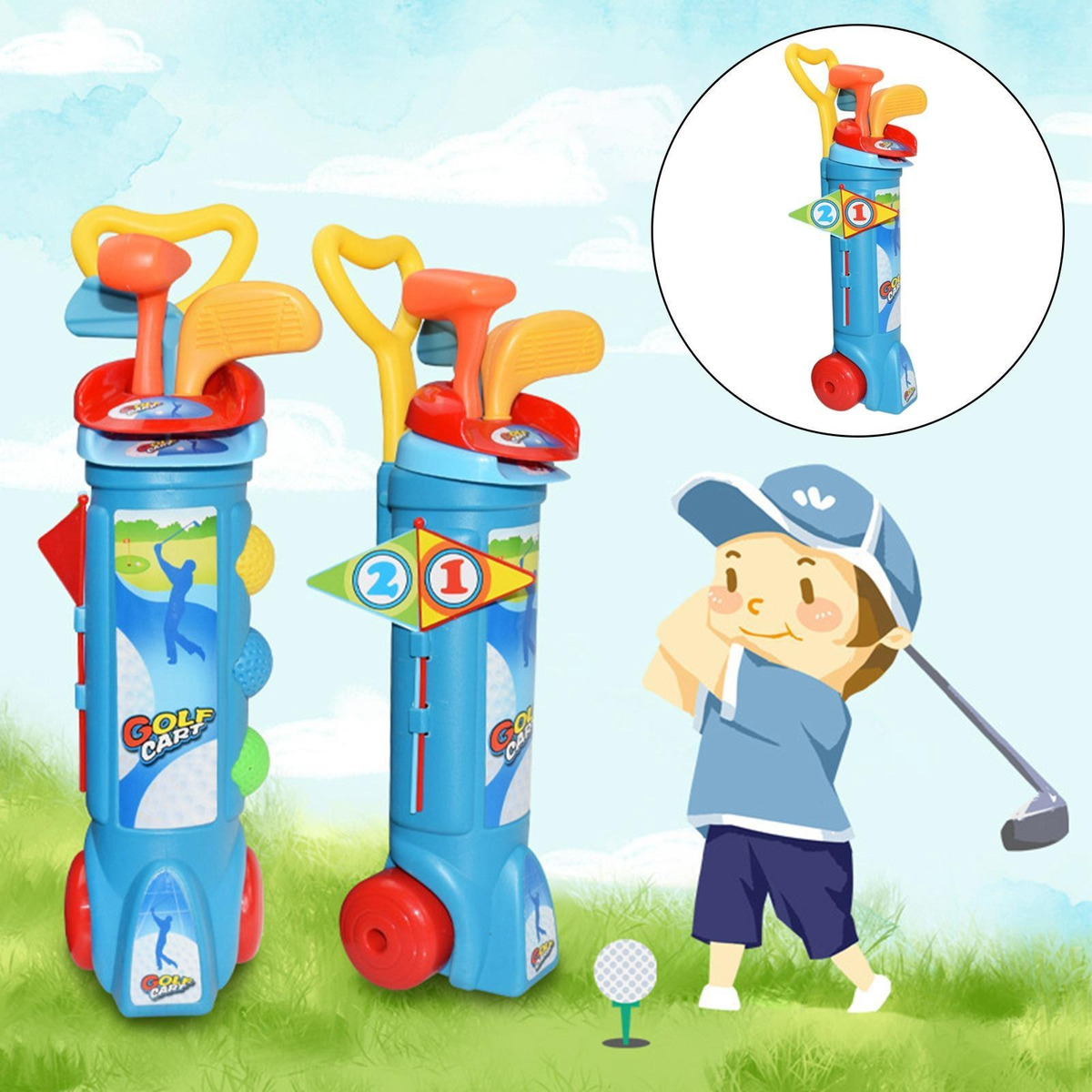 Conjunto De Tacos De Golfe Infantil Brinquedo Educativo - Imagem 9