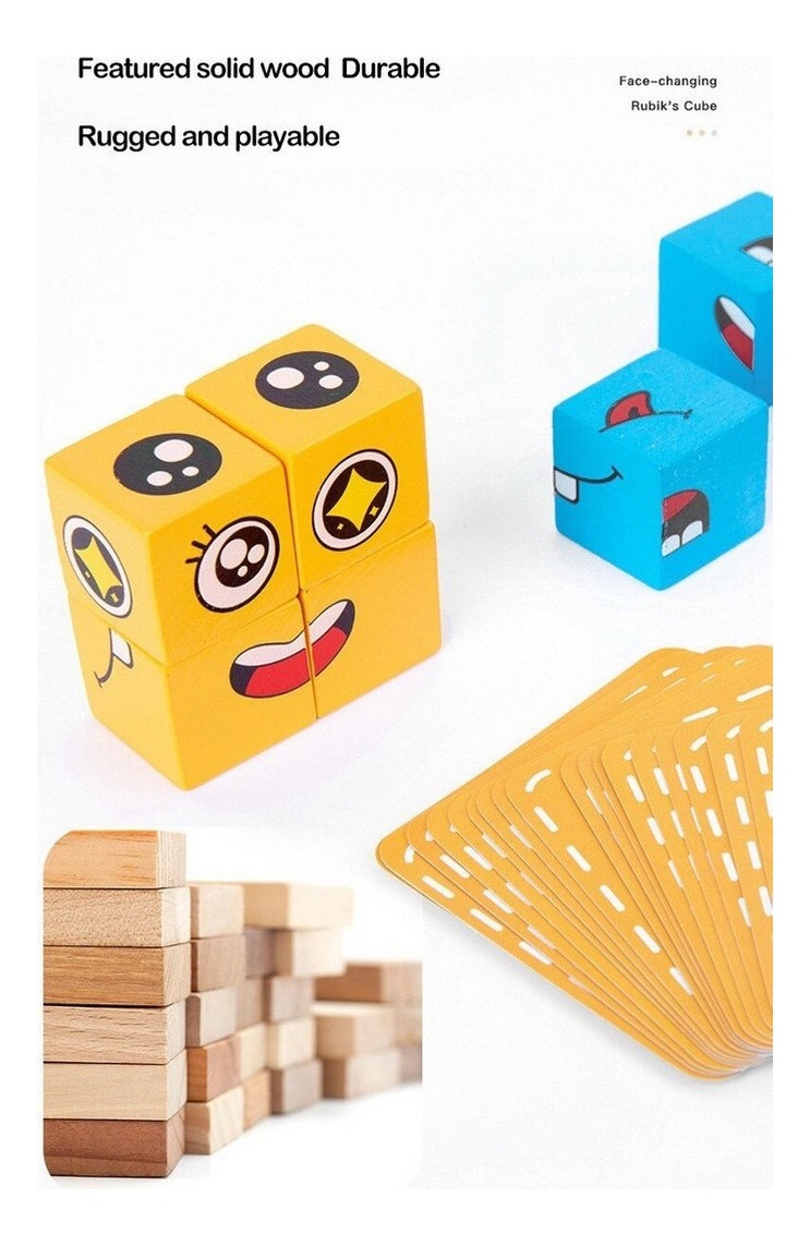 Lazhu Blocos De Construção De Emoji De Madeira Brinquedo De - Imagem 5