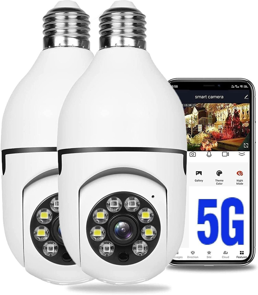 2pcs 2.4ghz E 5g Wifi Lâmpada Câmera De Segurança 1080p