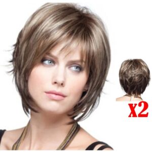 2pcs Peruca Cabelo Curto Feminina