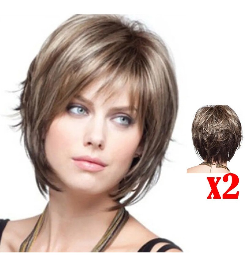 2pcs Peruca Cabelo Curto Feminina