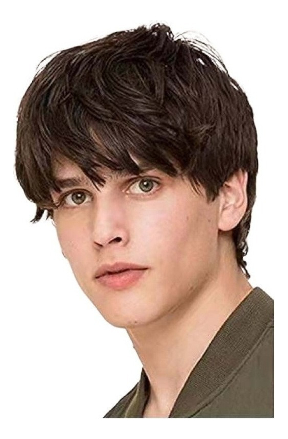 Peruca Masculina De Fibra Sintética De Cabelo Curto E Reto - Imagem 3
