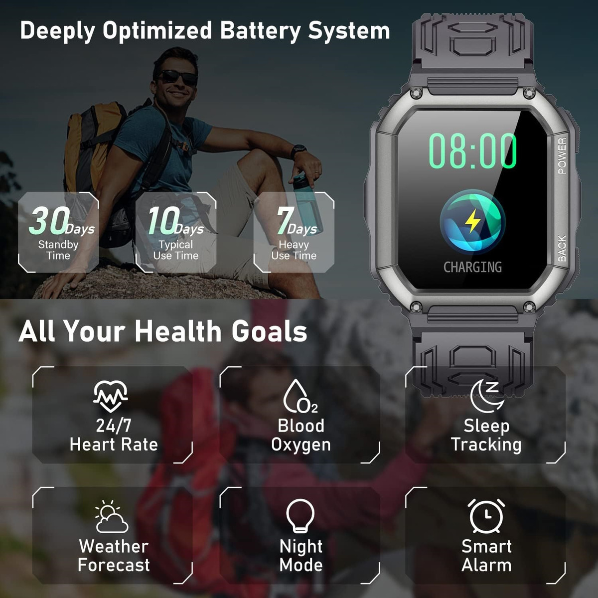 Smartwatch Militar Para Homens À Prova D'água - Imagem 7