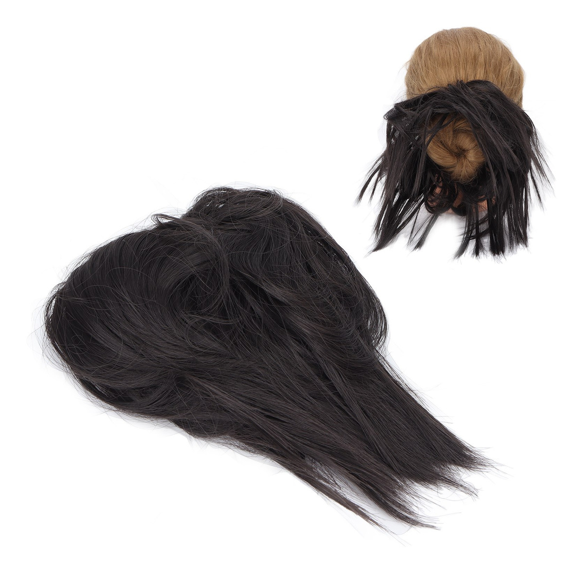 Peruca Elegante Com Coque Bagunçado, Peruca Sintética Com Ra - Imagem 10