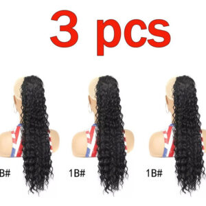 3pcs Rabo De Cavalo Peruca Natural Cabelos Humano Encaracola