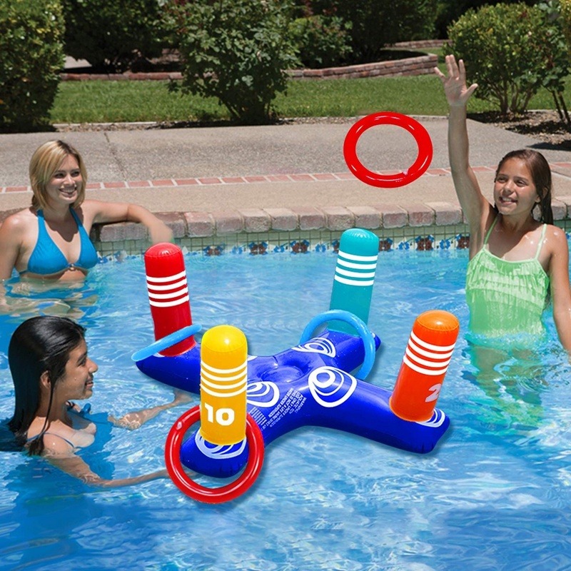 Anel De Piscina Inflável Toss Game Toys Floating With 4 Ring - Imagem 3