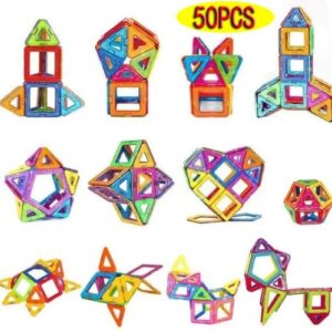 Blocos Magnéticos 50 Peças Brinquedo Educativo Infantil