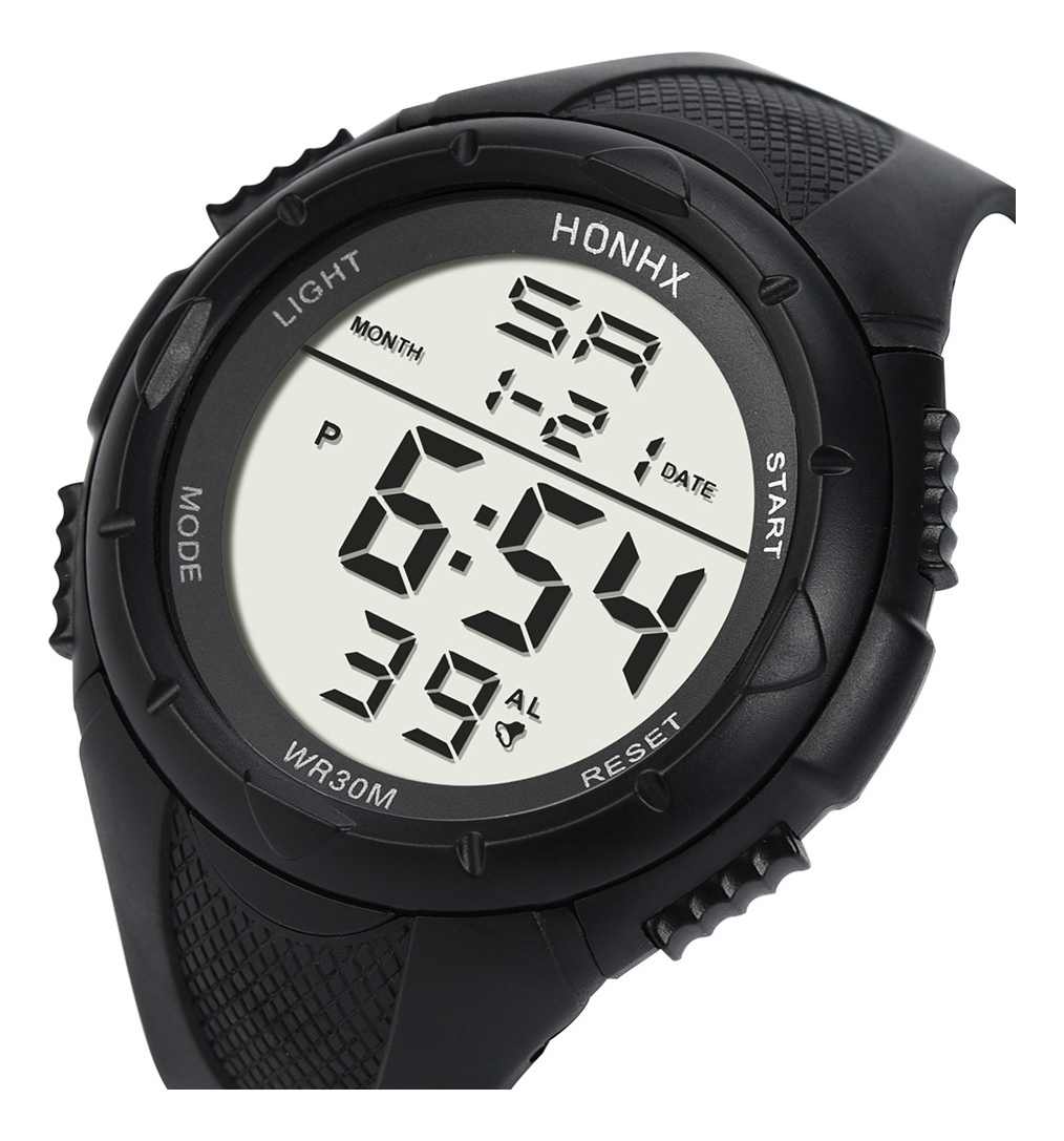 Um Relógio Esportivo Masculino Com Alarme Digital Led Silico