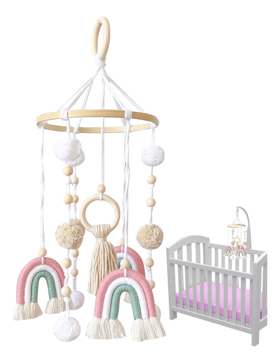 Cama De Bebê Móvel De Madeira Rainbow Mobile Baby Wind Chime - Imagem 11