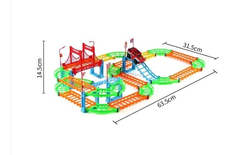Pista De Carrinhos De Brinquedo Infantil Cinza + Trem - Imagem 3