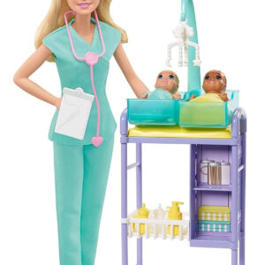 Barbie Baby Doctor Playset Com Boneca Loira 2 Bonecas