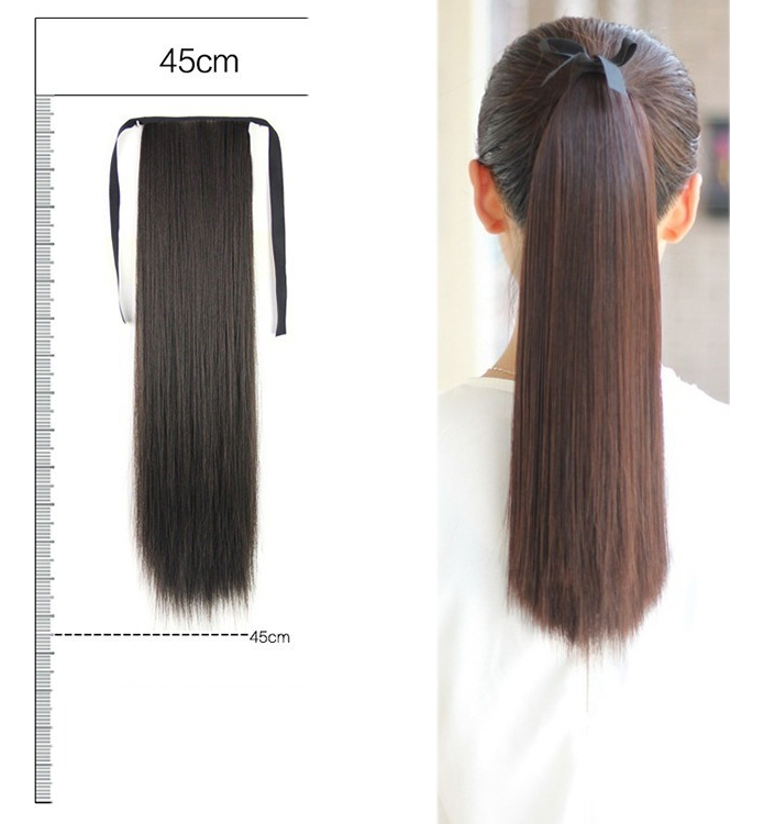 A Peruca Tinha Cabelo Liso Longo Com Um Rabo De Cavalo De 45 - Imagem 3