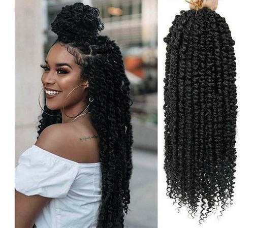 Aplique Cabelo Com Cachos Em Crochê De Ondas De Agua 3 Pcs