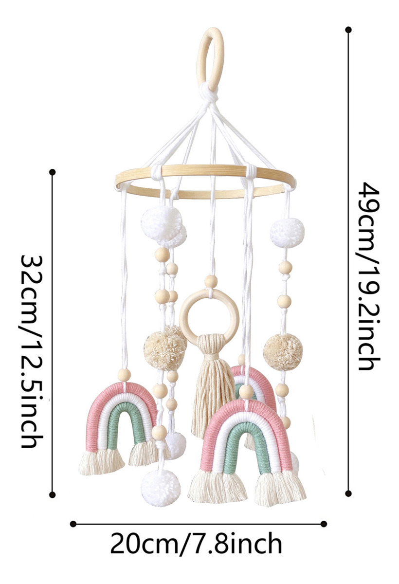 Cama De Bebê Móvel De Madeira Rainbow Mobile Baby Wind Chime - Imagem 14